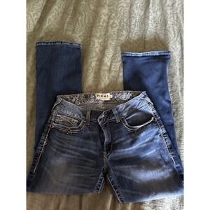Ariat Real Denim Jeans Womens Bootcut Dark Wash Embellished Pockets Size 32s